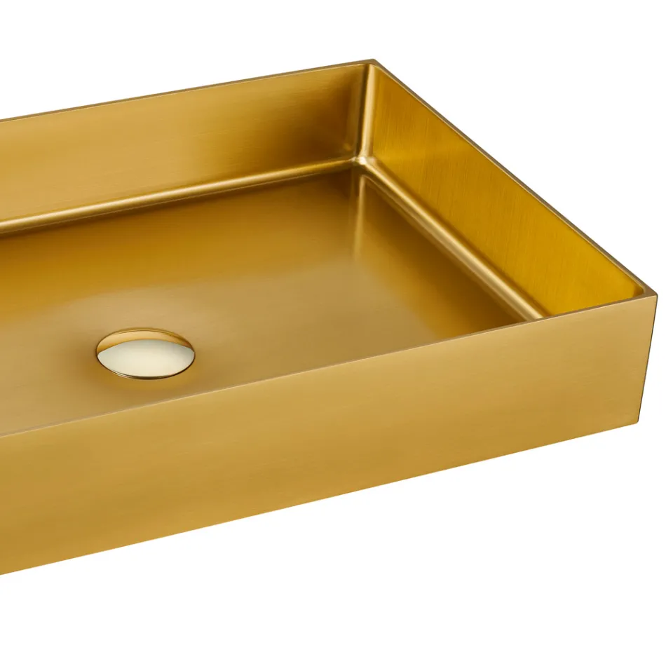 Lavatório Retangular de Apoio em Aço Inox em Diferentes Acabamentos - Camélia Viadurini