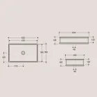 Lavatório Retangular de Bancada em Cerâmica Polida Made in Italy - Debora Viadurini