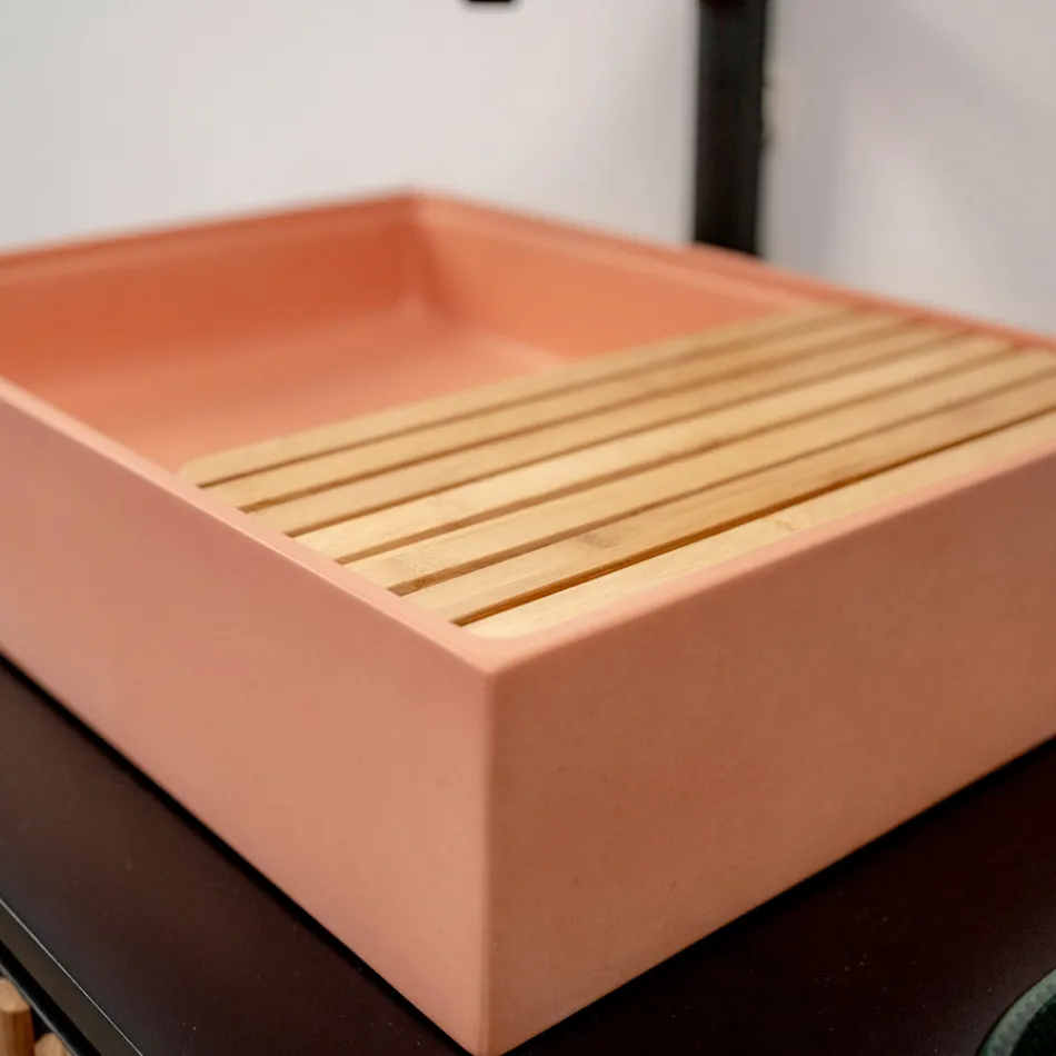 Lavatório de apoio retangular em Mali Orange Terrazzo - Azalea Viadurini