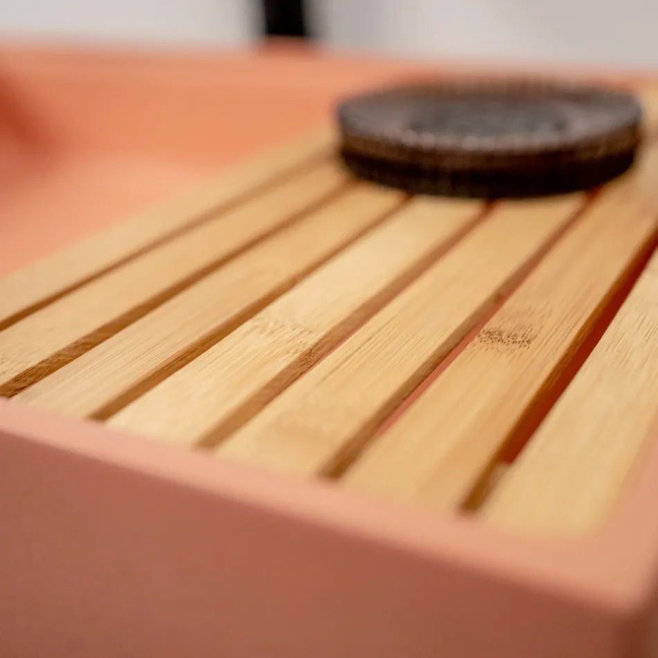 Lavatório de apoio retangular em Mali Orange Terrazzo - Azalea Viadurini