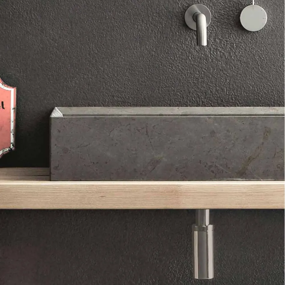 Lavatório retangular e moderno de bancada em pedra design - Farartlav3 Viadurini