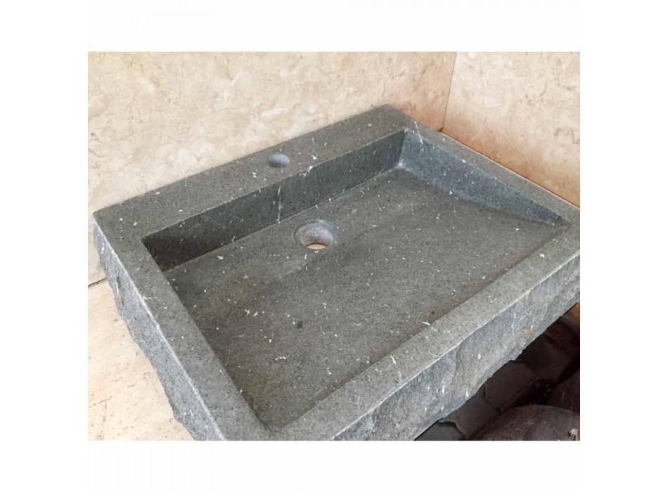 Nisa lavatório retangular lavado à mão em pedra andesito Viadurini
