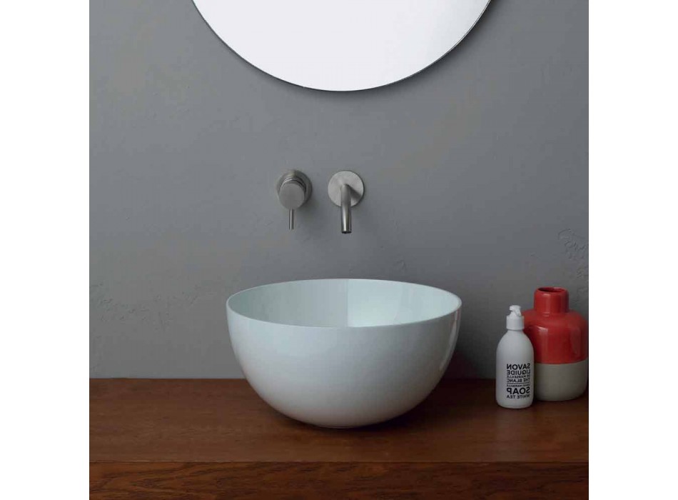 Design moderno redondo lavatório de cerâmica de bancada Star redondo 40 cm Viadurini