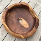 Lavatório de bancada moderno em teca natural polida natural - Zino Viadurini