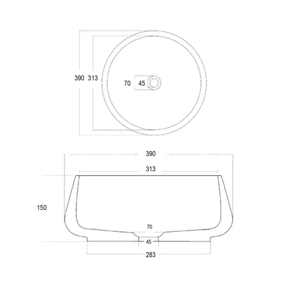 Lavatório de Apoio Redondo em Cimento e Resina - Ibisco Viadurini