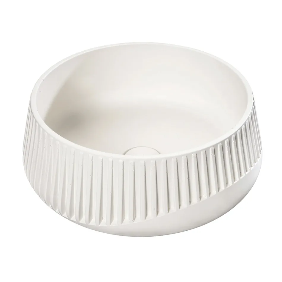 Lavatório de Apoio Redondo em Cimento e Resina - Ibisco Viadurini