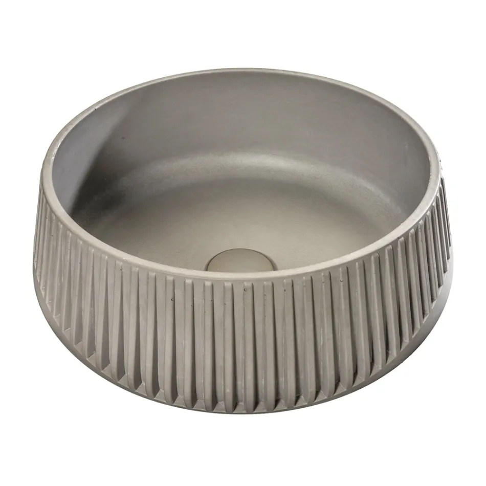 Lavatório de Apoio Redondo em Cimento e Resina - Ibisco Viadurini