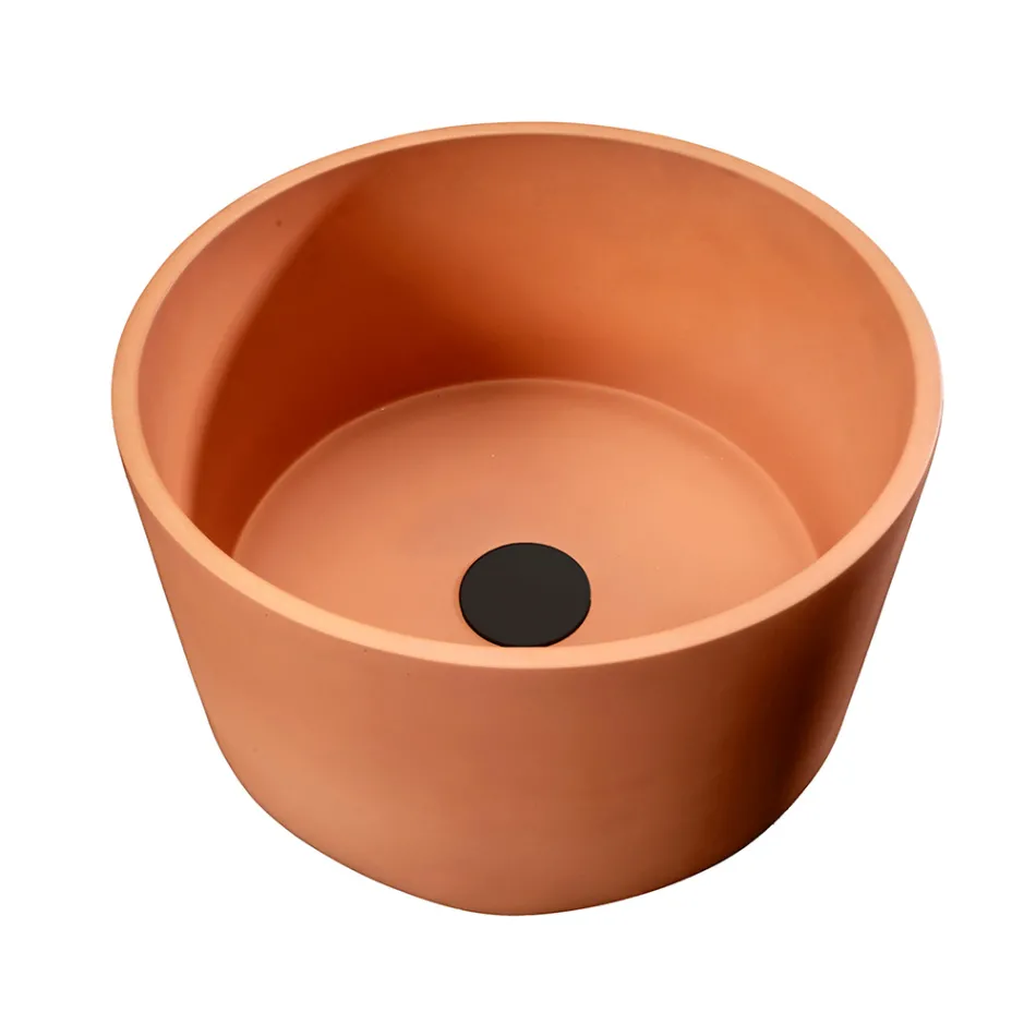 Lavatório de apoio redondo em Mali Orange Terrazzo - Azalea Viadurini