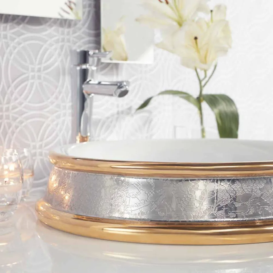 Projetar pia semi-encastrada em argila de fogo artesanal na Itália, Manilo Viadurini