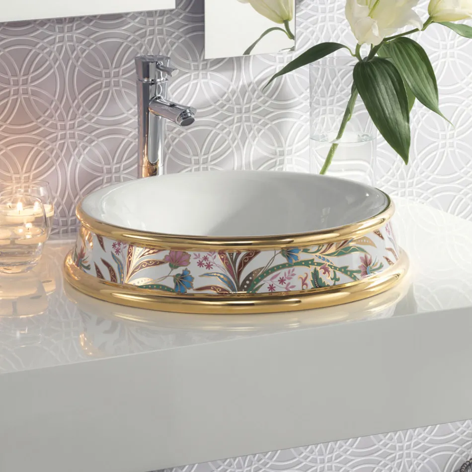 Lavatório semi-encastrado em diferentes acabamentos em Fire Clay Made in Italy - Erasmo Viadurini