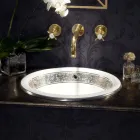 Lavatório semi-encastrado em Fire Clay com faixa em diversos acabamentos - Botticino Viadurini