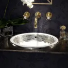 Lavatório semi-encastrado em Fire Clay com faixa em diversos acabamentos - Botticino Viadurini