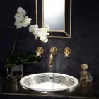 Lavatório semi-encastrado em Fire Clay com faixa em diversos acabamentos - Botticino Viadurini