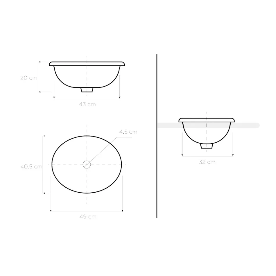 Lavatório semi-encastrado em Fire Clay com faixa em diversos acabamentos - Botticino Viadurini