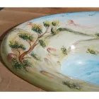 Lavatório semi-encastrado em Fire Clay com Paisagem by Deruta Made in Italy - Principe Viadurini