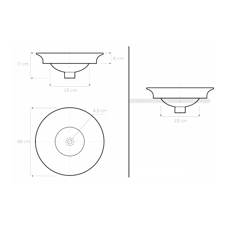 Lavatório semi-encastrado em Fire Clay em diversos acabamentos Made in Italy - Capatosta Viadurini