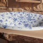 Lavatório semi-encastrado em argila refratária pintada à mão Made in Italy - Principe Viadurini