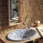 Lavatório semi-encastrado em argila refratária pintada à mão Made in Italy - Principe Viadurini