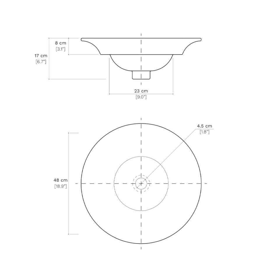 Lavatório semiencastrado em porcelana francesa de primeira qualidade - Pausa Viadurini