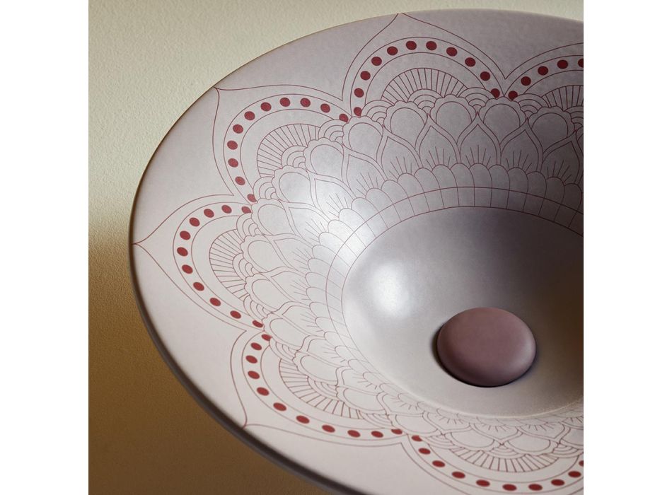 Lavatório semiencastrado em porcelana francesa de primeira qualidade - Pausa Viadurini