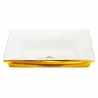 Pia semi-encastrada moderna em argila e ouro feita na Itália, Guido Viadurini