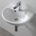 Lavatório de cerâmica branca suspenso com design moderno e elegante - Silica Viadurini