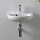 Lavatório de cerâmica branca suspenso com design moderno e elegante - Silica Viadurini