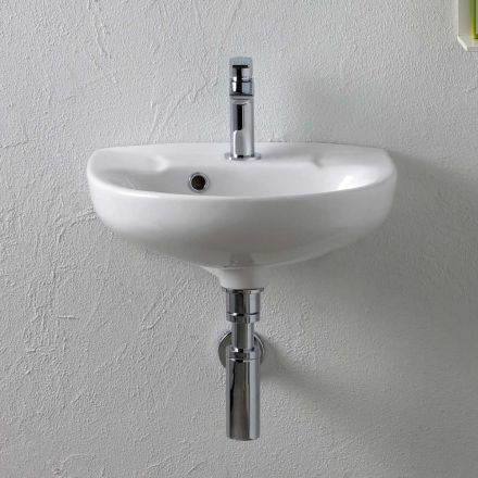 Lavatório de cerâmica branca suspenso com design moderno e elegante - Silica Viadurini