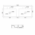 Lavatório de cerâmica design moderno de parede Sun 120x45 cm made in Italy Viadurini