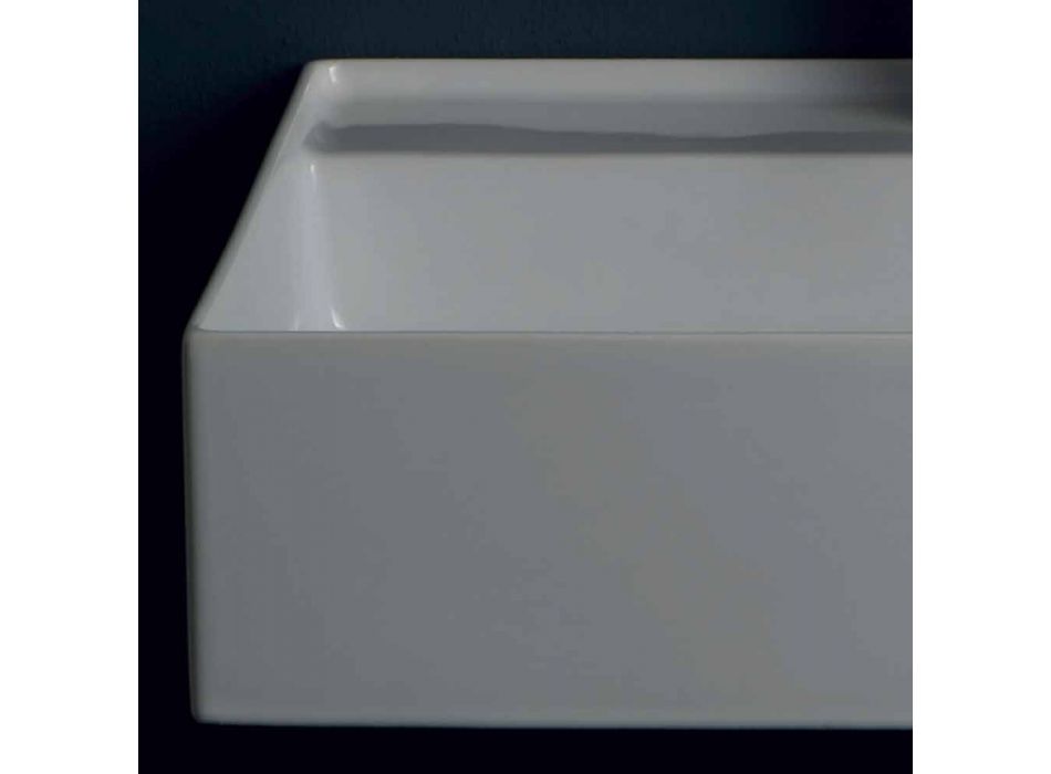 Design moderno suspenso lavatório cerâmico Sol 60x45 cm, fabricado na Itália Viadurini