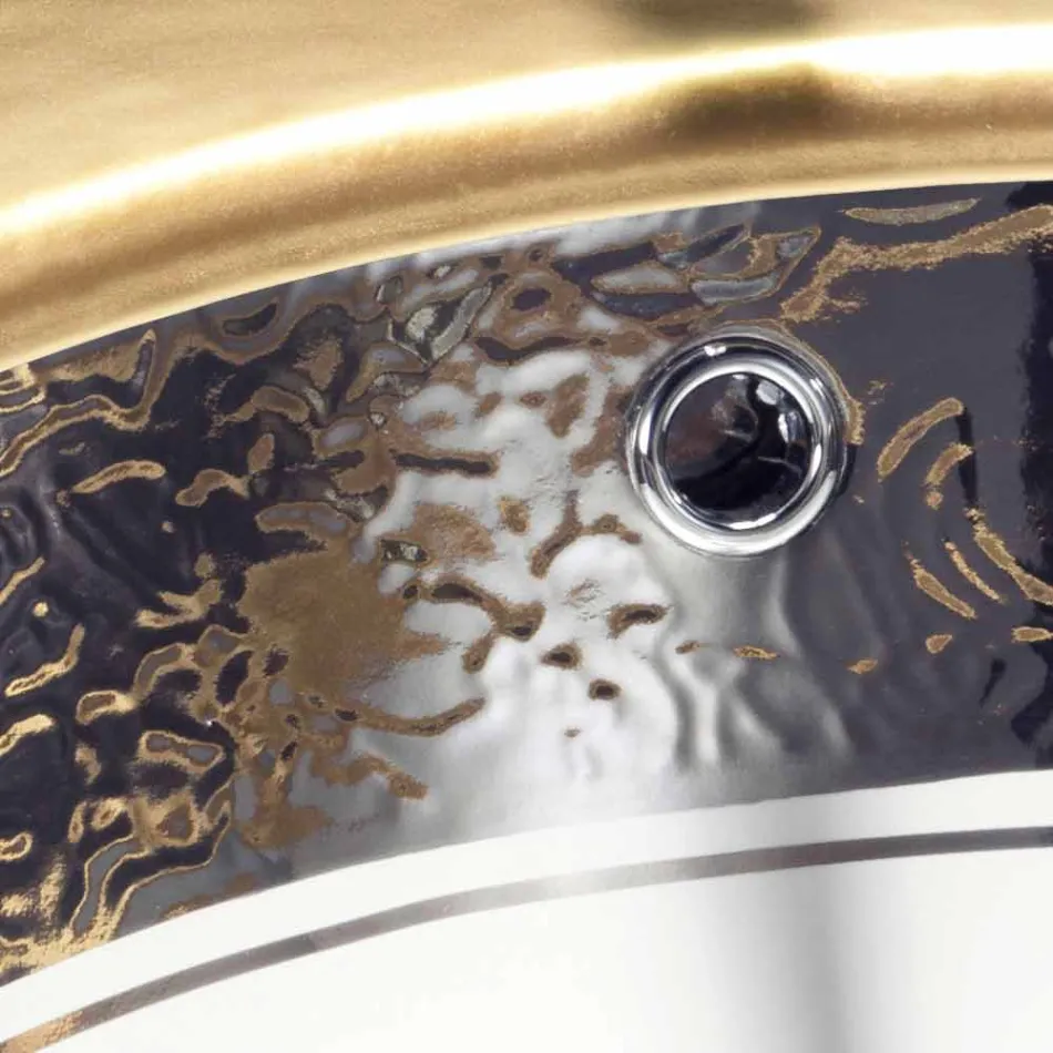 Lavatório de undercounter barroco em argila de fogo e platina feita na Itália, Egeu Viadurini