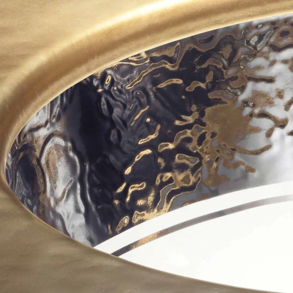 Lavatório de undercounter barroco em argila de fogo e platina feita na Itália, Egeu Viadurini