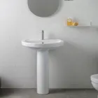 Lavatório de pedestal em cerâmica branca com design moderno e elegante - Sílica Viadurini