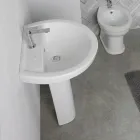 Lavatório de pedestal em cerâmica branca com design moderno e elegante - Sílica Viadurini