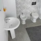Lavatório de pedestal em cerâmica branca com design moderno e elegante - Sílica Viadurini