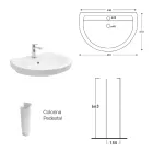 Lavatório de pedestal em cerâmica branca com design moderno e elegante - Sílica Viadurini