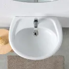 Lavatório de pedestal em cerâmica branca com design moderno e elegante - Sílica Viadurini