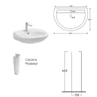 Lavatório de pedestal em cerâmica branca com design moderno e elegante - Sílica Viadurini