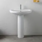 Lavatório de pedestal em cerâmica branca com design moderno e elegante - Sílica Viadurini