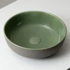 Lavatório de bancada em Raku escuro, fabricado na Itália - com gotejamento. Viadurini