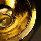 Lavatório de apoio redondo design em ouro-folheado Itália Elisa ceramic Viadurini