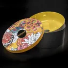 Lavatório de bancada redondo amarelo em argila vitrificada Made in Italy - Tatiana Viadurini