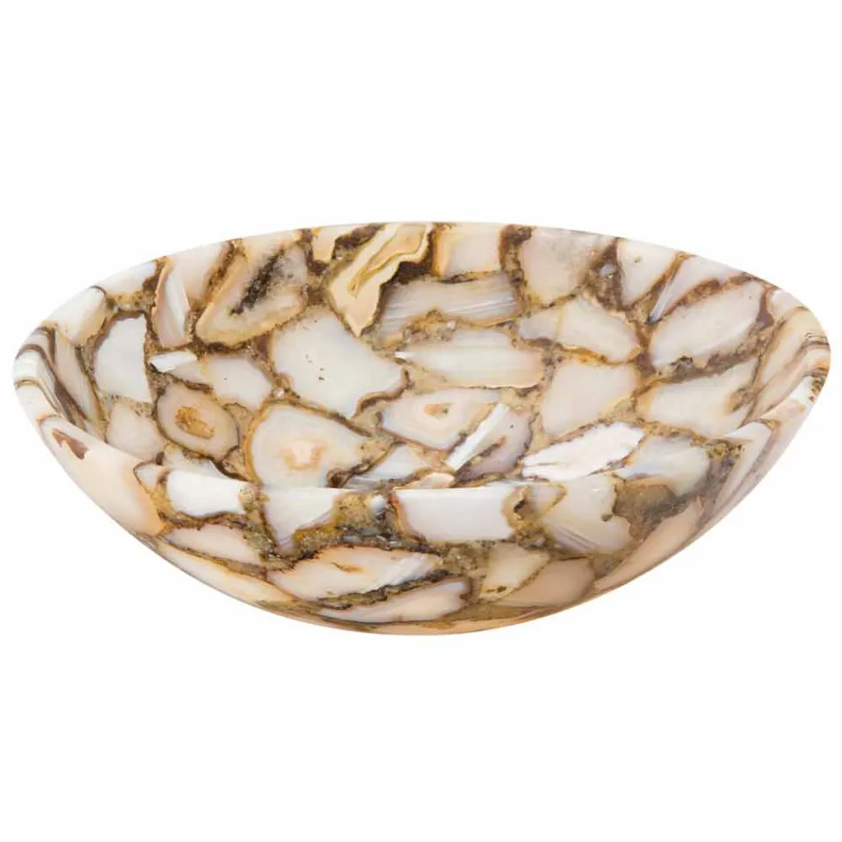 Lavatório redondo de pedra redonda da ágata de Mila, parte original Viadurini