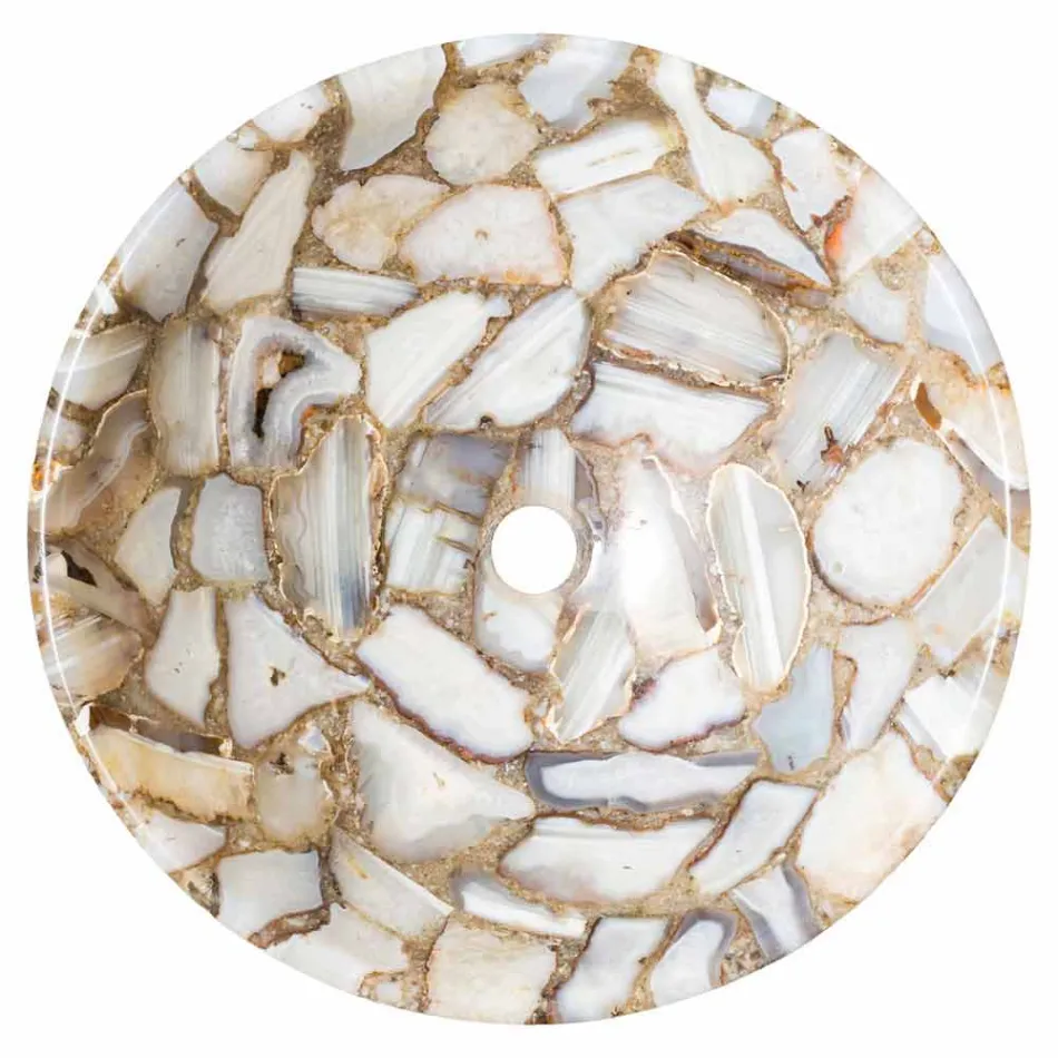 Lavatório redondo de pedra redonda da ágata de Mila, parte original Viadurini