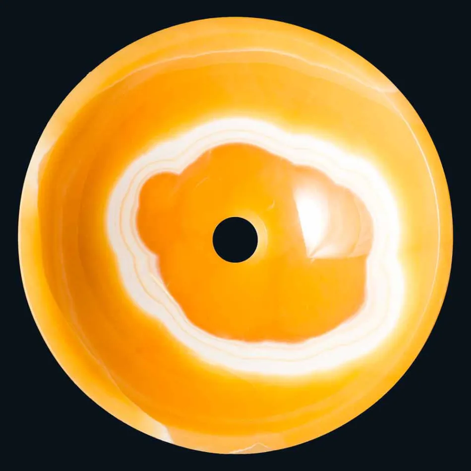 Lavatório de apoio em pedra ônix laranja Aris Viadurini