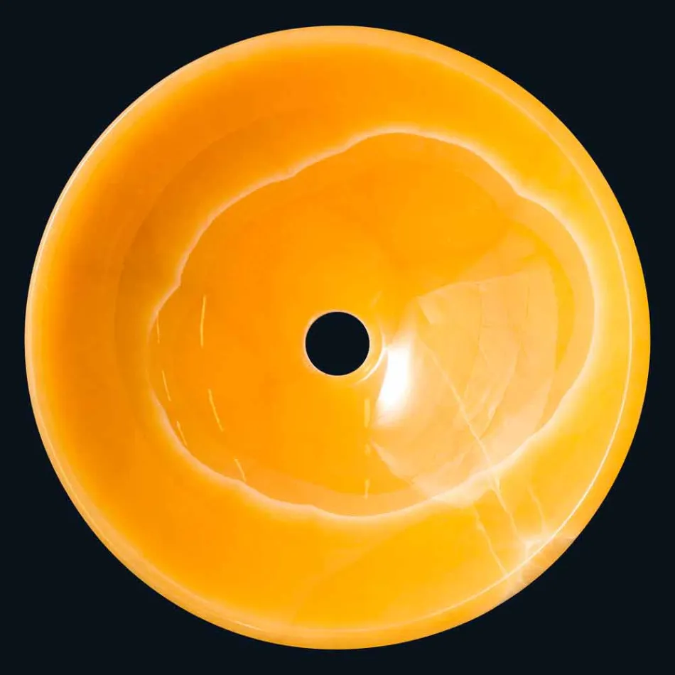 Lavatório de apoio em pedra ônix laranja Aris Viadurini