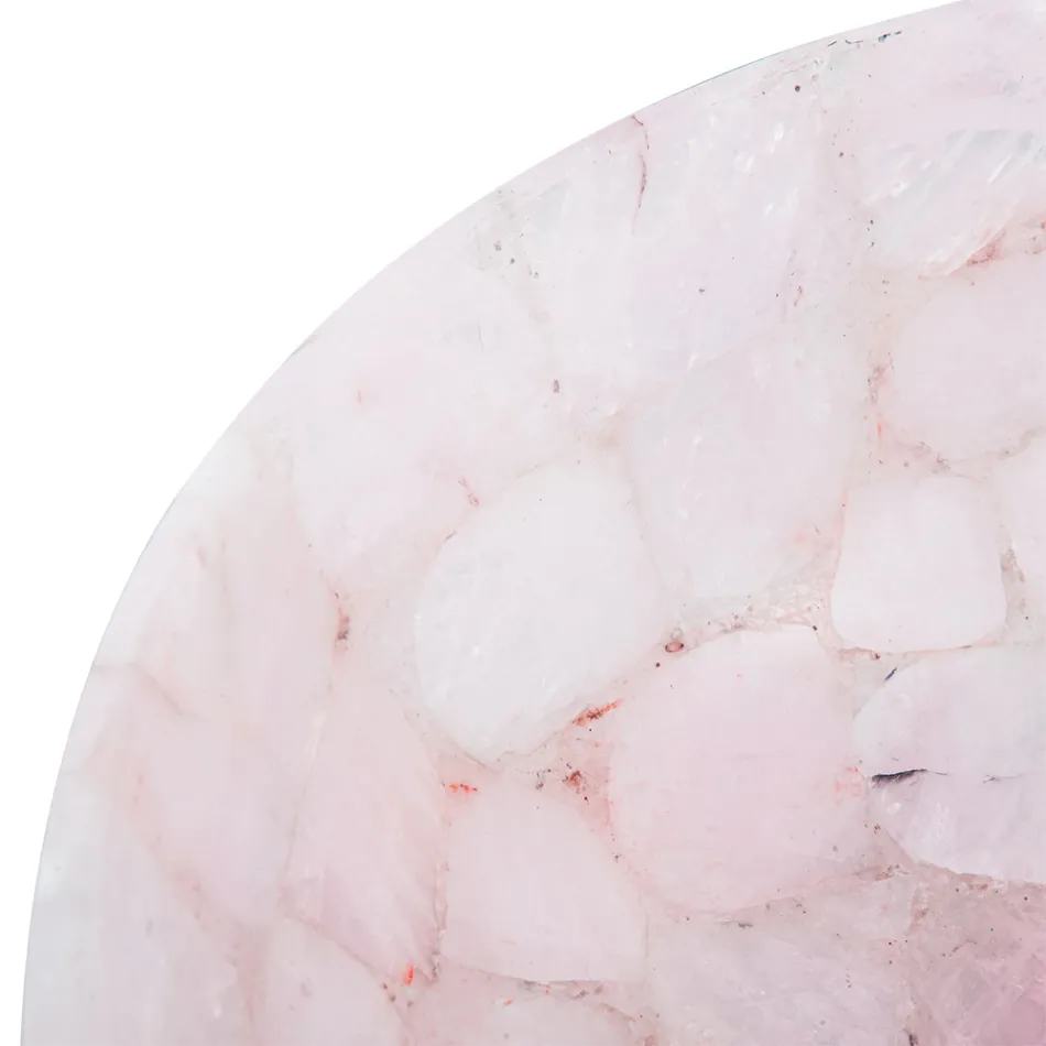 Lavatório de bancada de Paloma feito à mão de quartzo rosa, peça única Viadurini