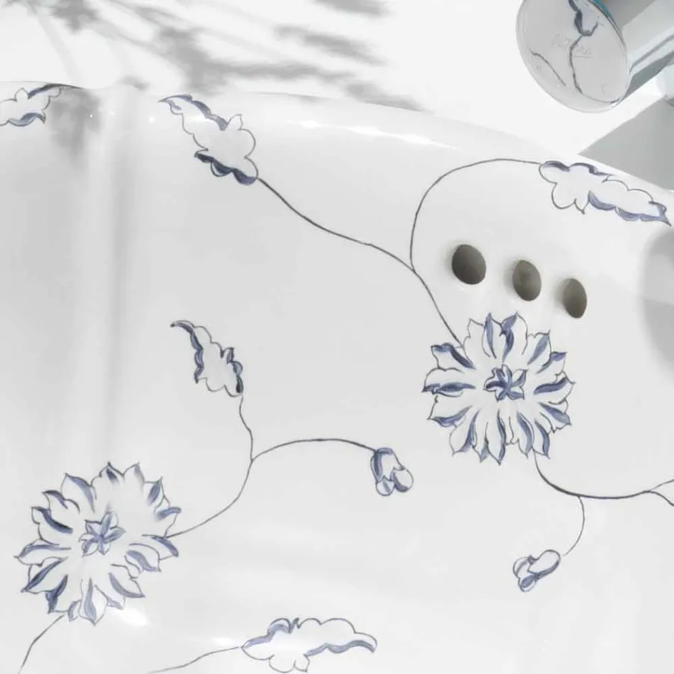 Lavatório redondo recuado em porcelana clássica feito na Itália, Santiago Viadurini