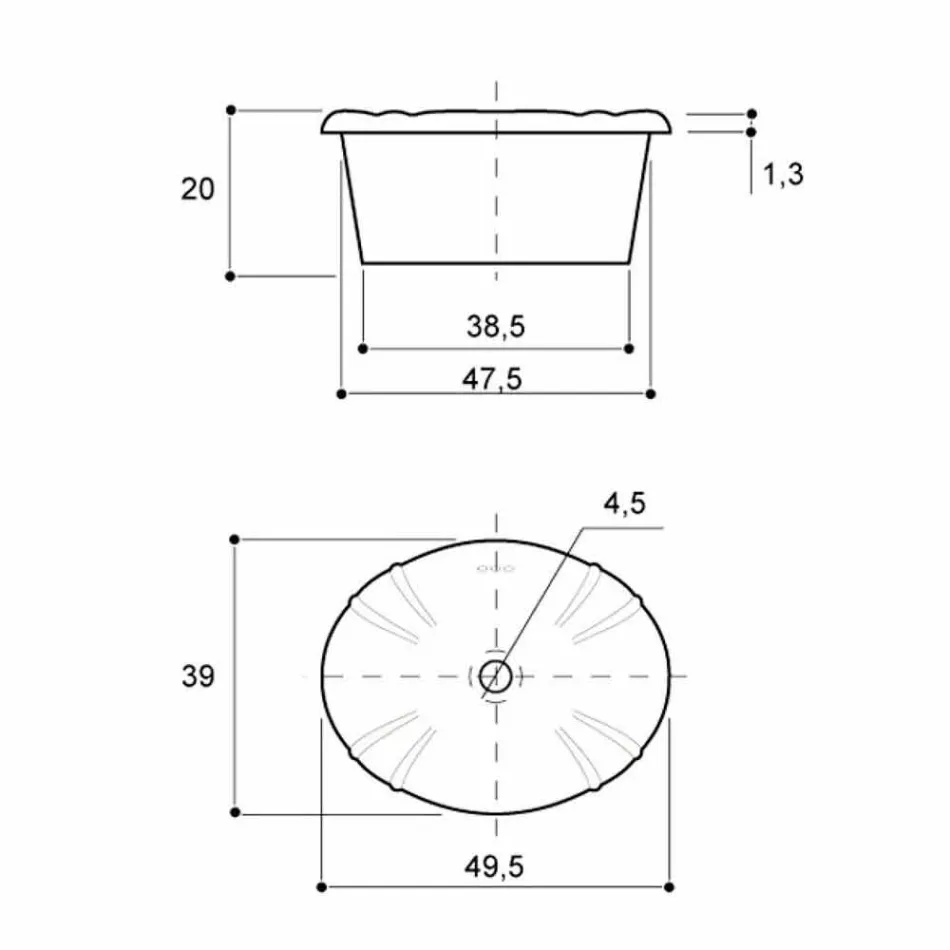 Lavatório redondo recuado em porcelana clássica feito na Itália, Santiago Viadurini