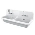 Lavatório vintage de cerâmica cinza com cuba dupla de parede - Jack Viadurini